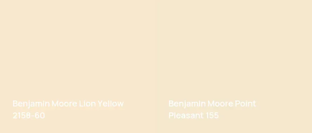 Benjamin Moore Lion Yellow 2158-60 vs Benjamin Moore Point Pleasant 155