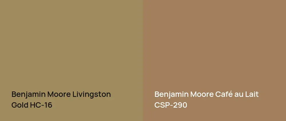 Benjamin Moore Livingston Gold HC-16 vs Benjamin Moore Café au Lait CSP-290