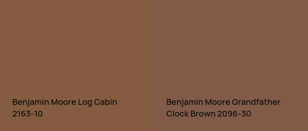 Benjamin Moore Log Cabin 2163-10 vs Benjamin Moore Grandfather Clock Brown 2096-30