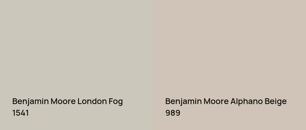 Benjamin Moore London Fog 1541 vs Benjamin Moore Alphano Beige 989