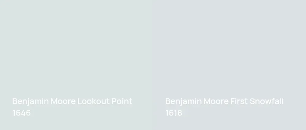 Benjamin Moore Lookout Point 1646 vs Benjamin Moore First Snowfall 1618