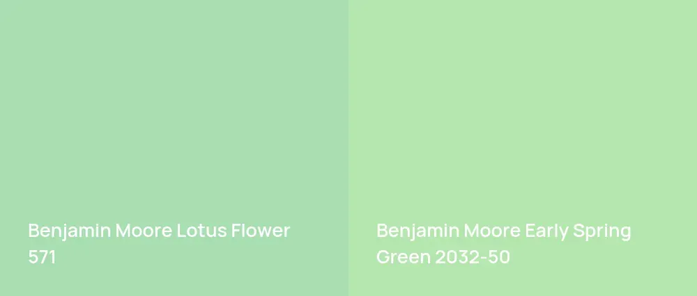 Benjamin Moore Lotus Flower 571 vs Benjamin Moore Early Spring Green 2032-50