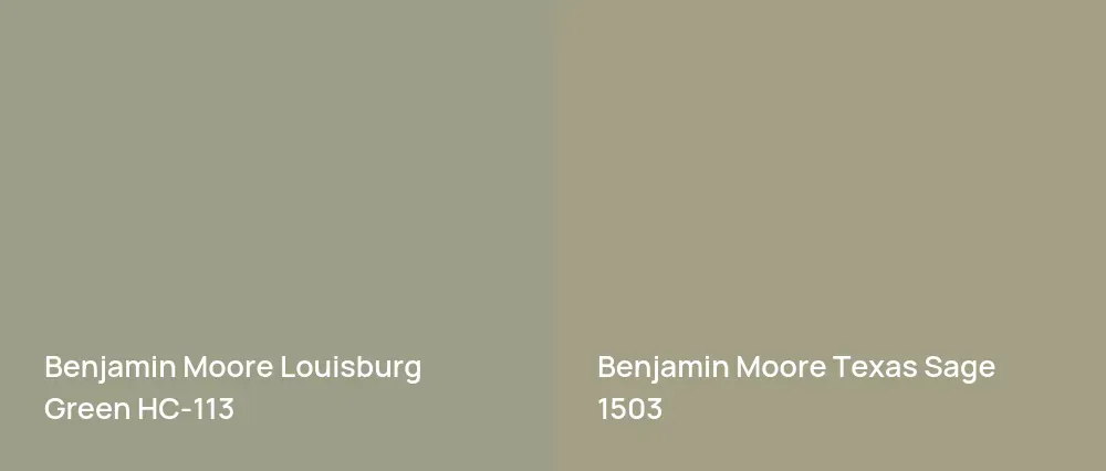 Benjamin Moore Louisburg Green HC-113 vs Benjamin Moore Texas Sage 1503