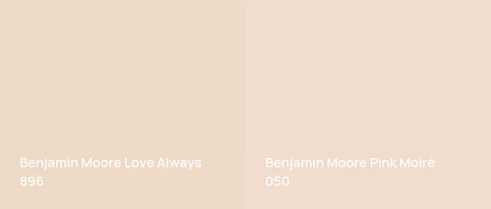 Benjamin Moore Love Always 896 vs Benjamin Moore Pink Moiré 050