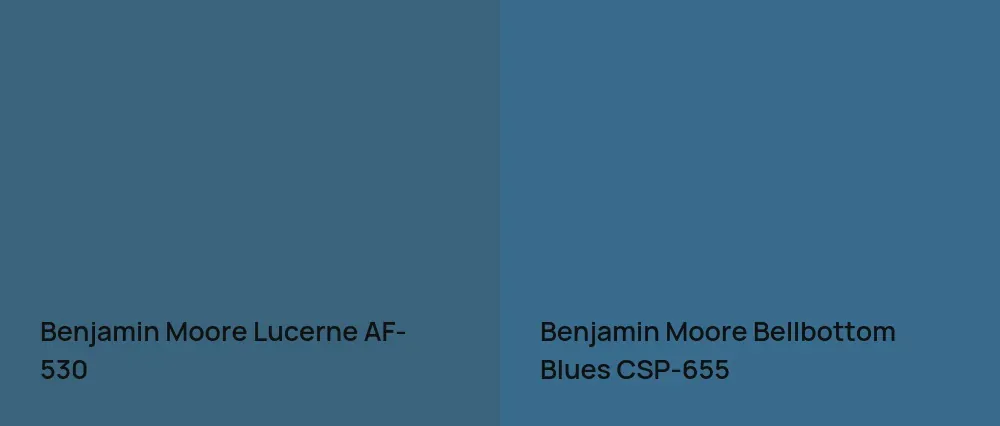 Benjamin Moore Lucerne AF-530 vs Benjamin Moore Bellbottom Blues CSP-655