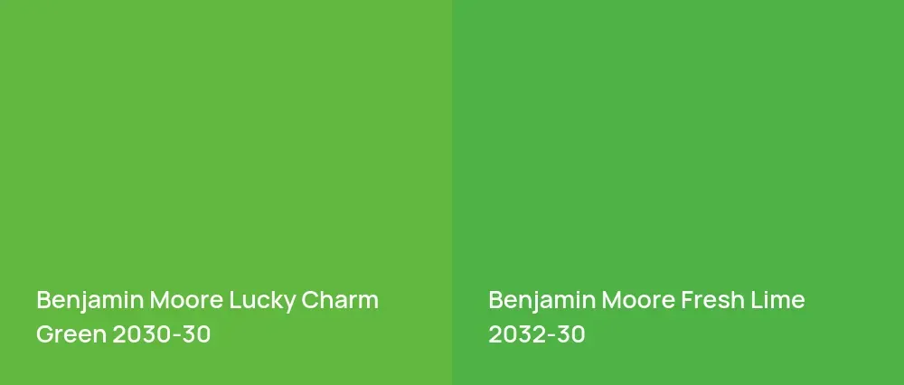 Benjamin Moore Lucky Charm Green 2030-30 vs Benjamin Moore Fresh Lime 2032-30