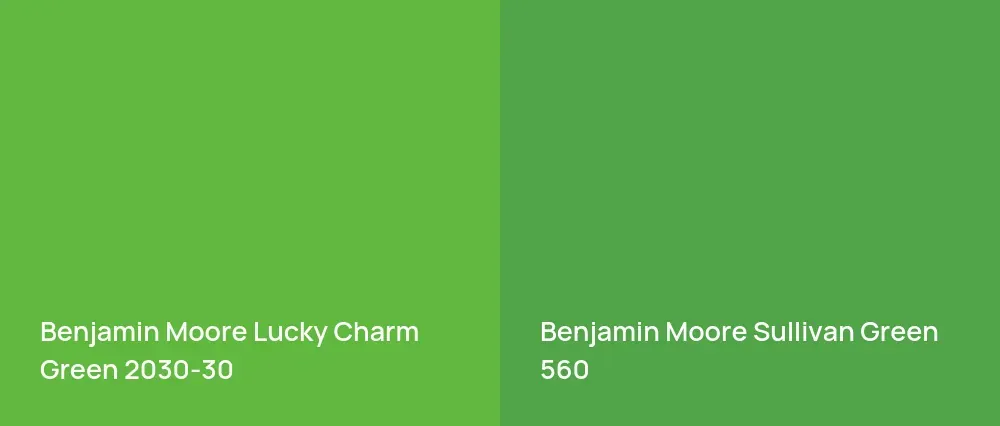 Benjamin Moore Lucky Charm Green 2030-30 vs Benjamin Moore Sullivan Green 560