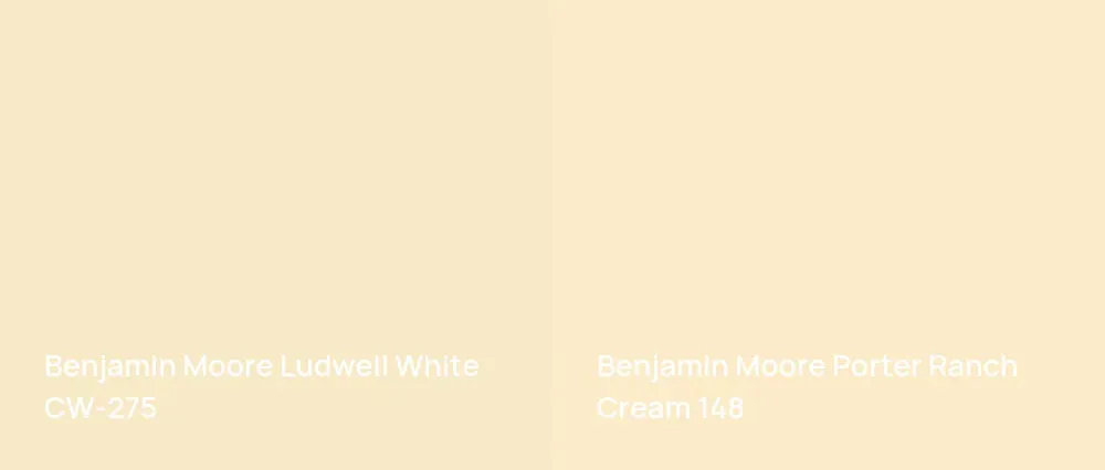 Benjamin Moore Ludwell White CW-275 vs Benjamin Moore Porter Ranch Cream 148
