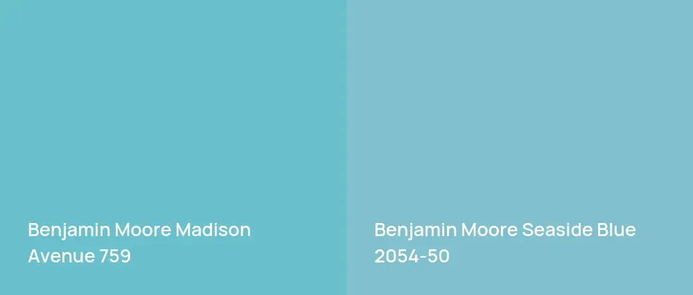 Benjamin Moore Madison Avenue 759 vs Benjamin Moore Seaside Blue 2054-50