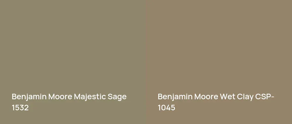 Benjamin Moore Majestic Sage 1532 vs Benjamin Moore Wet Clay CSP-1045