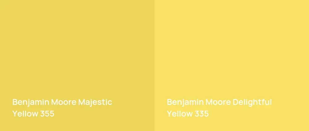 Benjamin Moore Majestic Yellow 355 vs Benjamin Moore Delightful Yellow 335