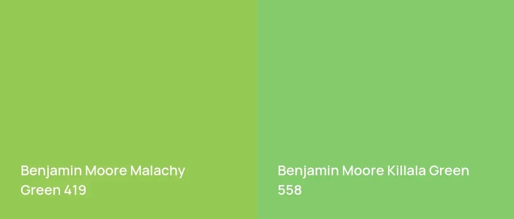 Benjamin Moore Malachy Green 419 vs Benjamin Moore Killala Green 558