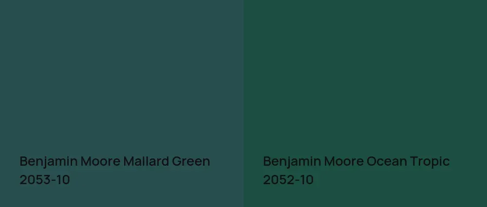 Benjamin Moore Mallard Green 2053-10 vs Benjamin Moore Ocean Tropic 2052-10