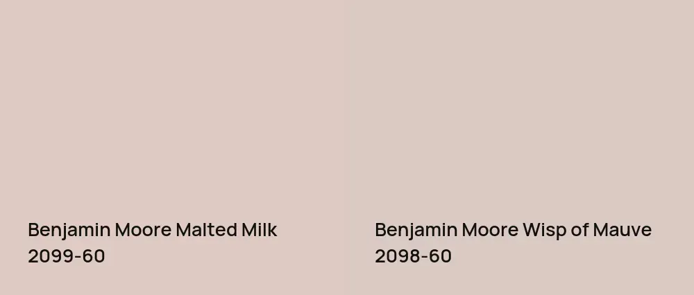 Benjamin Moore Malted Milk 2099-60 vs Benjamin Moore Wisp of Mauve 2098-60