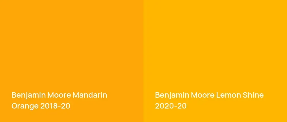 Benjamin Moore Mandarin Orange 2018-20 vs Benjamin Moore Lemon Shine 2020-20
