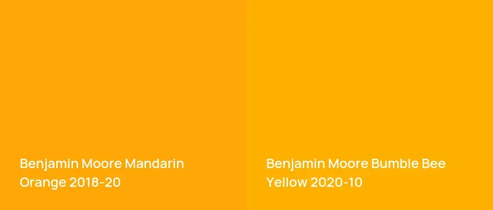 Benjamin Moore Mandarin Orange 2018-20 vs Benjamin Moore Bumble Bee Yellow 2020-10