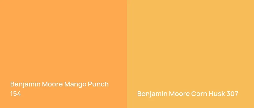 Benjamin Moore Mango Punch 154 vs Benjamin Moore Corn Husk 307