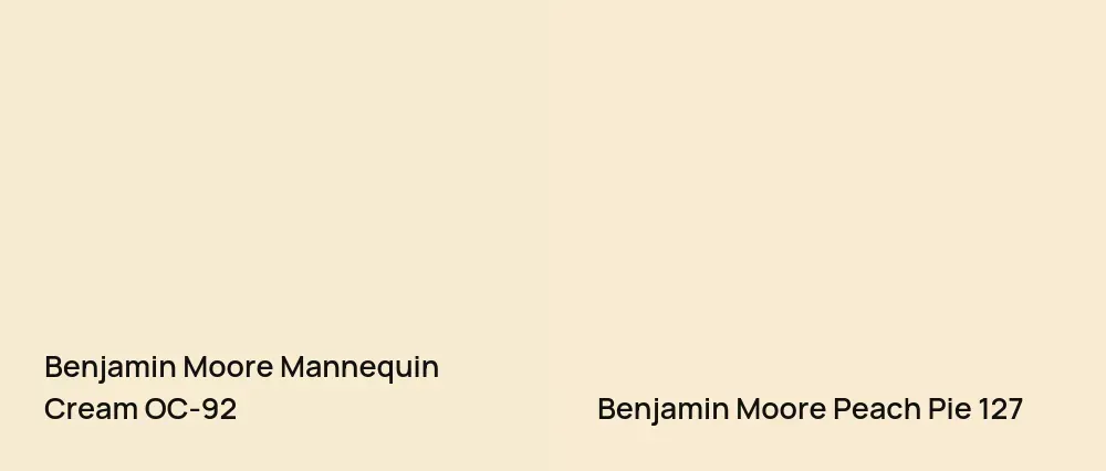 Benjamin Moore Mannequin Cream OC-92 vs Benjamin Moore Peach Pie 127