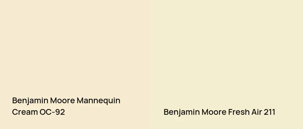 Benjamin Moore Mannequin Cream OC-92 vs Benjamin Moore Fresh Air 211