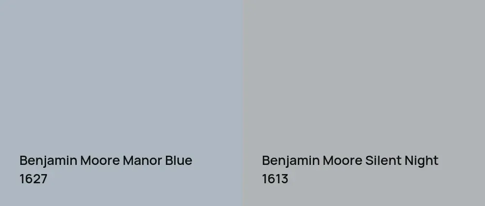 Benjamin Moore Manor Blue 1627 vs Benjamin Moore Silent Night 1613