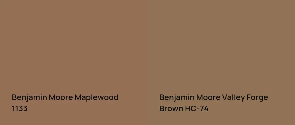 Benjamin Moore Maplewood 1133 vs Benjamin Moore Valley Forge Brown HC-74