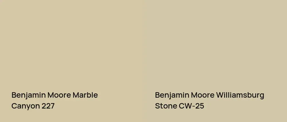 Benjamin Moore Marble Canyon 227 vs Benjamin Moore Williamsburg Stone CW-25