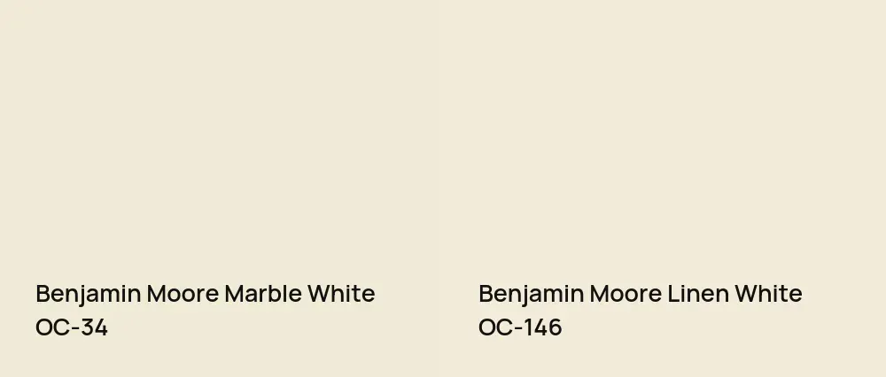 Benjamin Moore Marble White OC-34 vs Benjamin Moore Linen White OC-146