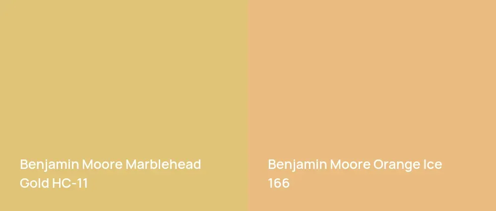 Benjamin Moore Marblehead Gold HC-11 vs Benjamin Moore Orange Ice 166