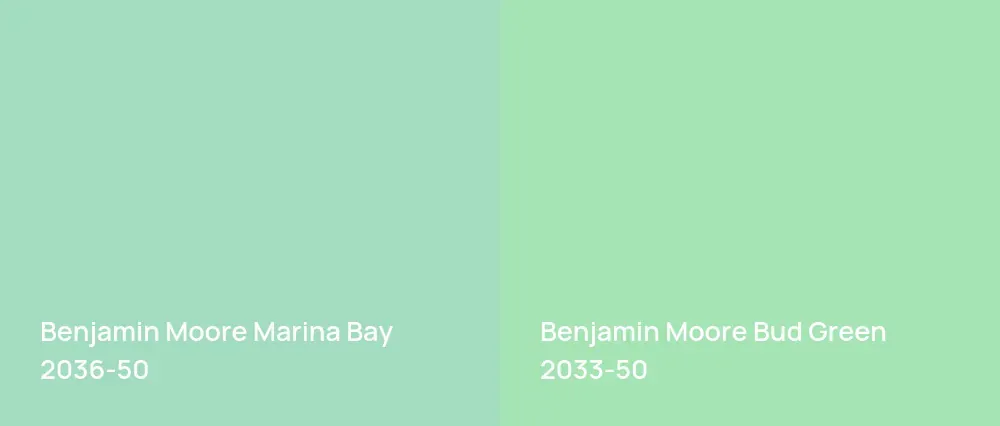 Benjamin Moore Marina Bay 2036-50 vs Benjamin Moore Bud Green 2033-50