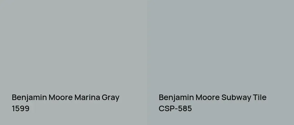 Benjamin Moore Marina Gray 1599 vs Benjamin Moore Subway Tile CSP-585