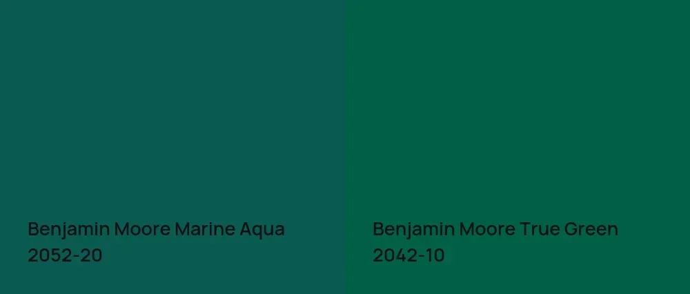 Benjamin Moore Marine Aqua 2052-20 vs Benjamin Moore True Green 2042-10