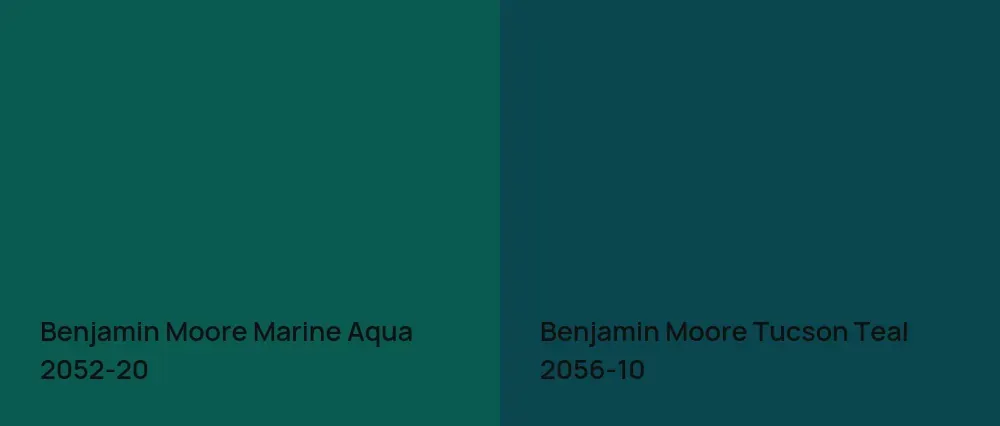 Benjamin Moore Marine Aqua 2052-20 vs Benjamin Moore Tucson Teal 2056-10