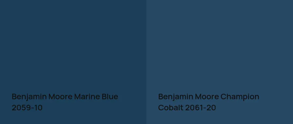 Benjamin Moore Marine Blue 2059-10 vs Benjamin Moore Champion Cobalt 2061-20