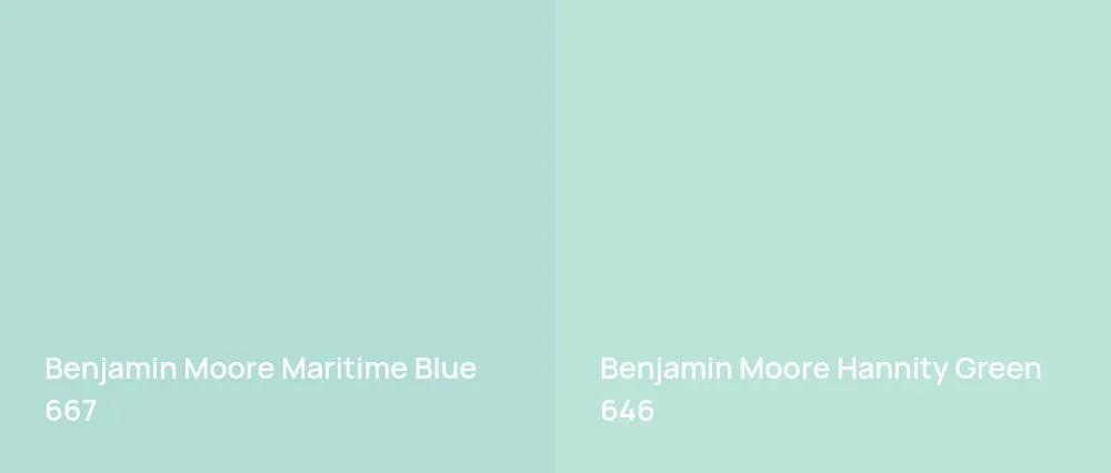 Benjamin Moore Maritime Blue 667 vs Benjamin Moore Hannity Green 646