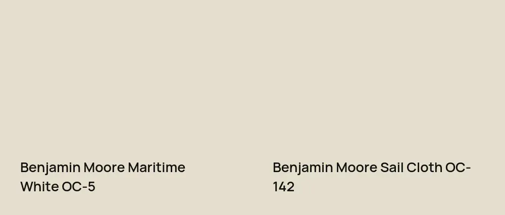 Benjamin Moore Maritime White OC-5 vs Benjamin Moore Sail Cloth OC-142