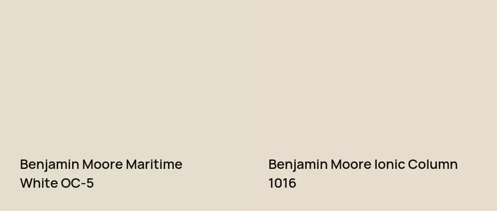 Benjamin Moore Maritime White OC-5 vs Benjamin Moore Ionic Column 1016