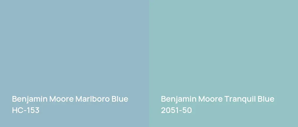 Benjamin Moore Marlboro Blue HC-153 vs Benjamin Moore Tranquil Blue 2051-50
