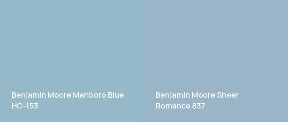 Benjamin Moore Marlboro Blue HC-153 vs Benjamin Moore Sheer Romance 837