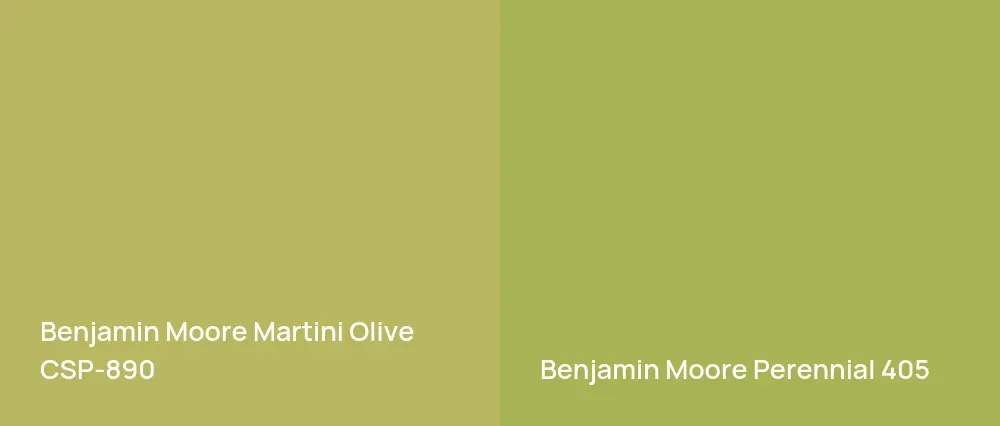 Benjamin Moore Martini Olive CSP-890 vs Benjamin Moore Perennial 405