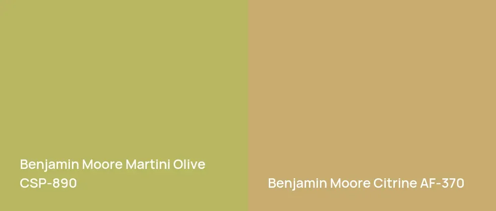 Benjamin Moore Martini Olive CSP-890 vs Benjamin Moore Citrine AF-370