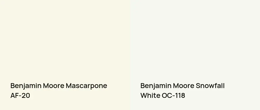 Benjamin Moore Mascarpone AF-20 vs Benjamin Moore Snowfall White OC-118