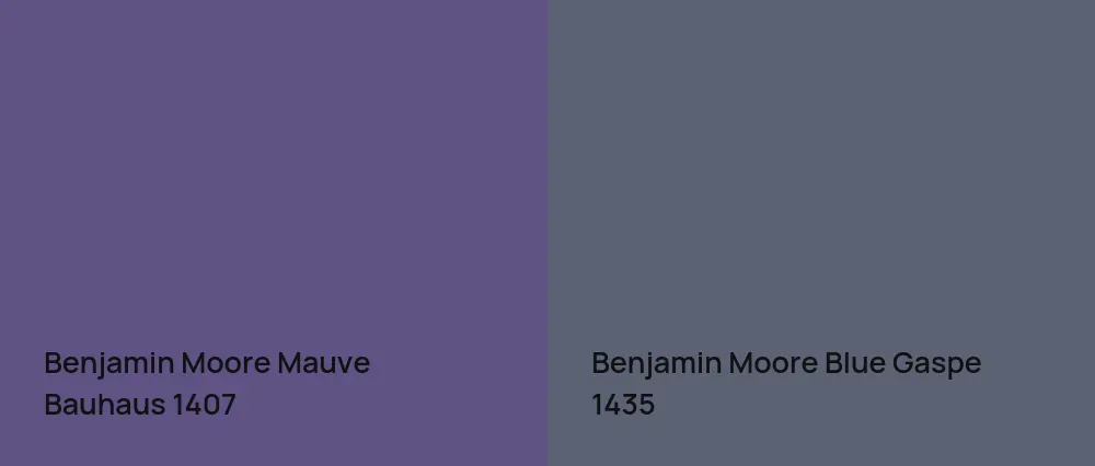 Benjamin Moore Mauve Bauhaus 1407 vs Benjamin Moore Blue Gaspe 1435
