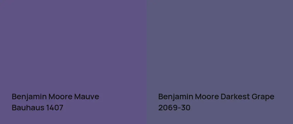 Benjamin Moore Mauve Bauhaus 1407 vs Benjamin Moore Darkest Grape 2069-30