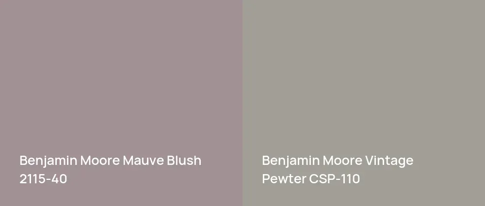 Benjamin Moore Mauve Blush 2115-40 vs Benjamin Moore Vintage Pewter CSP-110