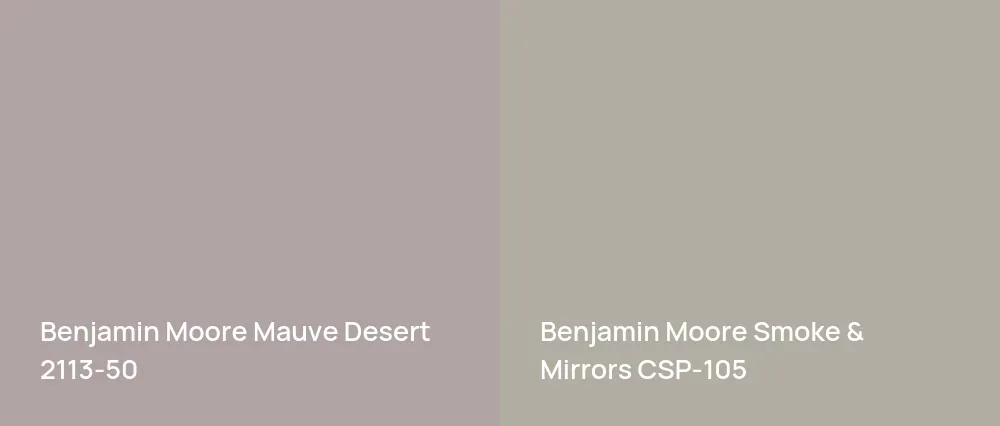 Benjamin Moore Mauve Desert 2113-50 vs Benjamin Moore Smoke & Mirrors CSP-105