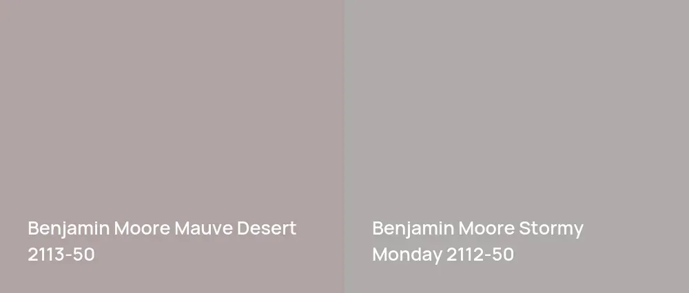 Benjamin Moore Mauve Desert 2113-50 vs Benjamin Moore Stormy Monday 2112-50