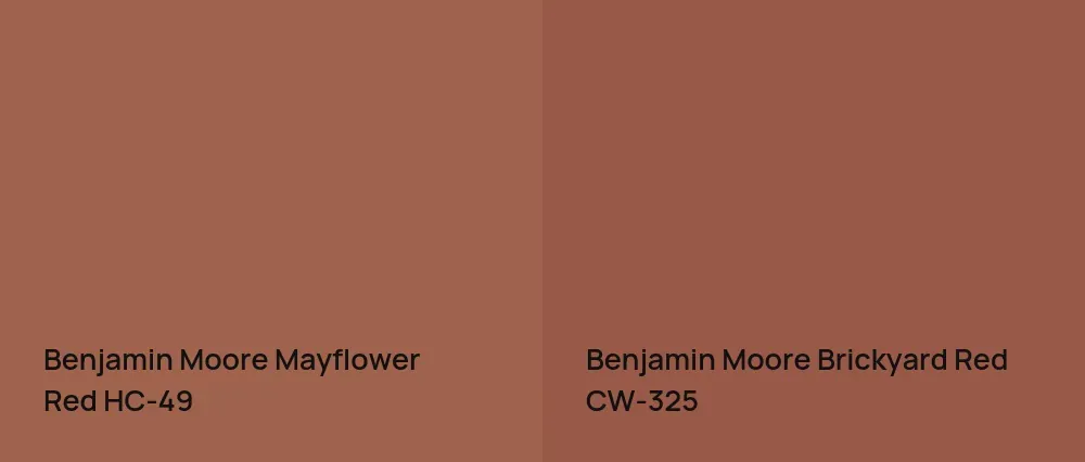 Benjamin Moore Mayflower Red HC-49 vs Benjamin Moore Brickyard Red CW-325