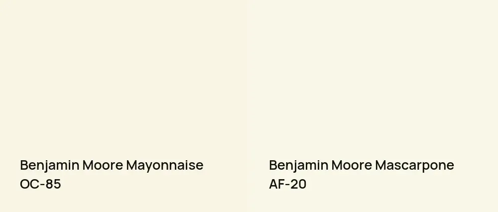 Benjamin Moore Mayonnaise OC-85 vs Benjamin Moore Mascarpone AF-20