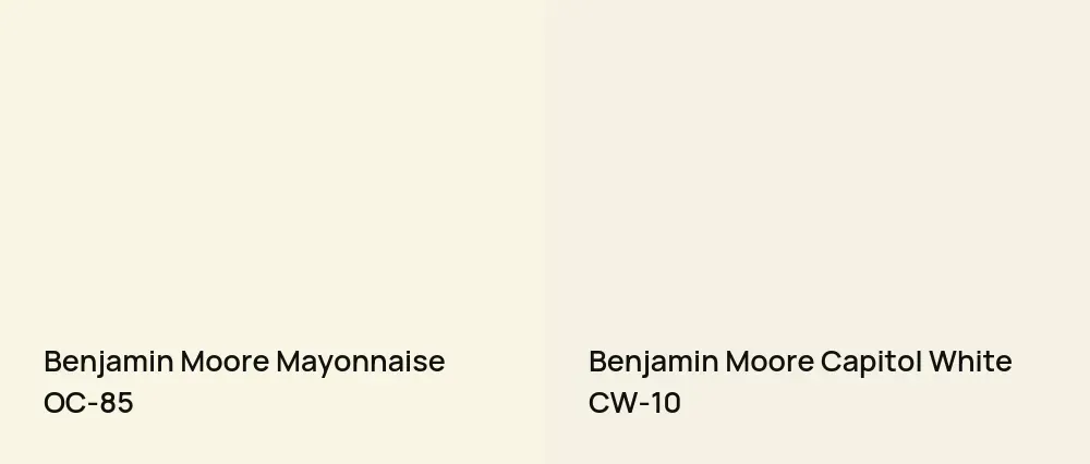 Benjamin Moore Mayonnaise OC-85 vs Benjamin Moore Capitol White CW-10