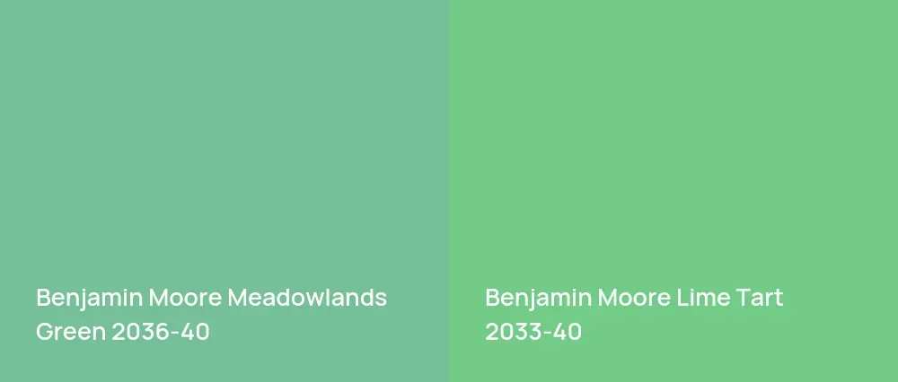 Benjamin Moore Meadowlands Green 2036-40 vs Benjamin Moore Lime Tart 2033-40